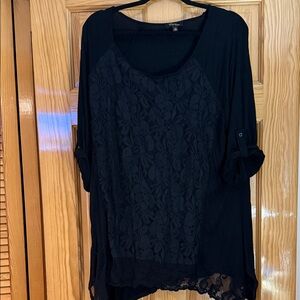 Cupio Black Lace Overlay Blouse